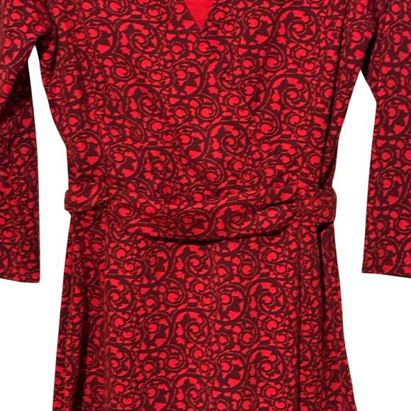Lands End Size Small Tall Red and Black Faux Wrap Dress - Picture 3 of 8